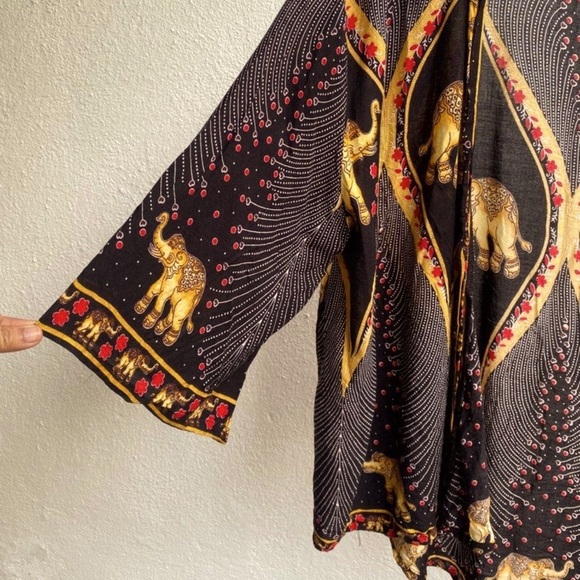 NWT The Elephant Pants Purple Gold Open Front Cardigan Boho Hippie Kimono S/M - Picture 4 of 10